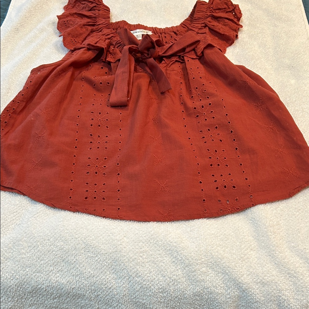 Roommates Rust Eyelet Top